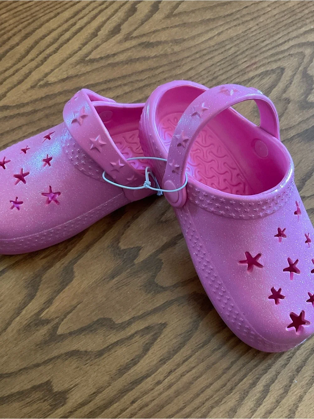 Girls’ Pink Sparkly Glitter Star-Cutout Clog-Style Sandals, Sz M (13/1)